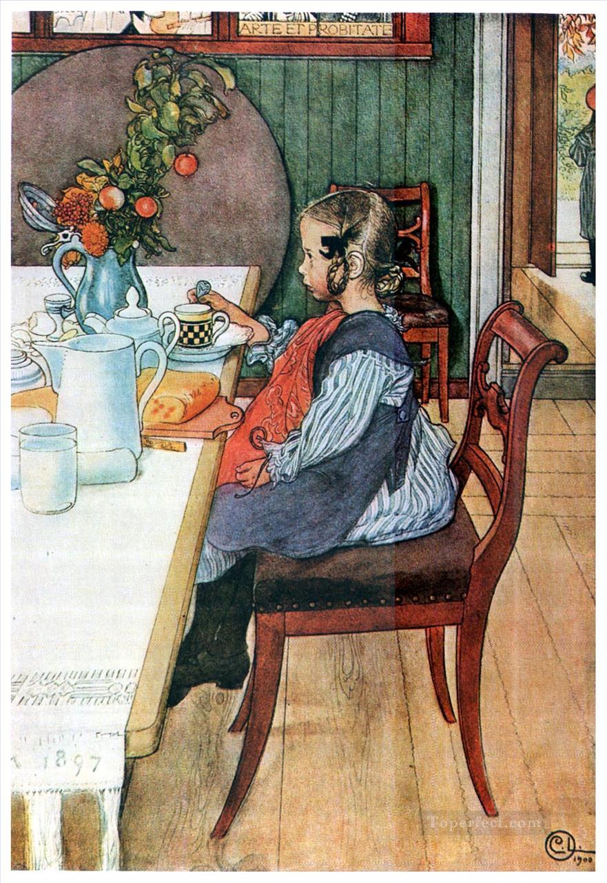 a late riser s miserable breakfast 1900 Carl Larsson Oil Paintings